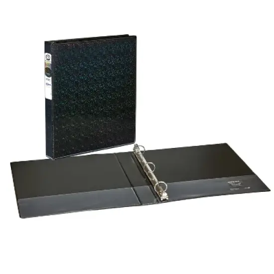 Avery Luxe Collection Durable Holographic 3 Ring Binder, Customizable View Cover, 1 Inch Round Rings, 1 Holographic Black Binder (03225) image {1}