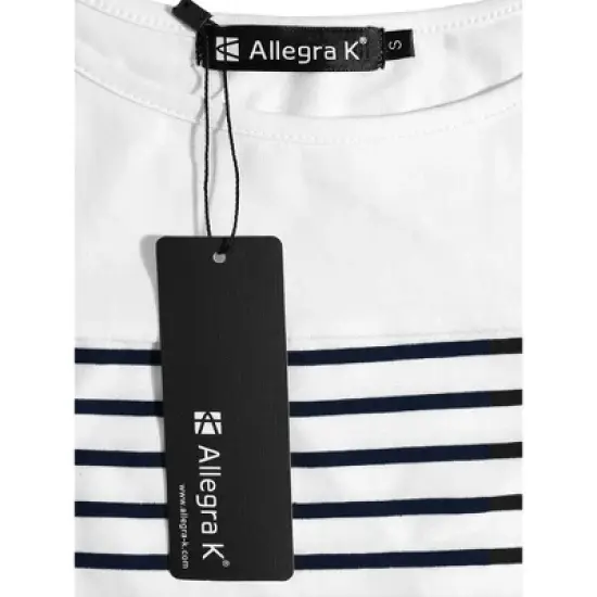 Allegra K Women's Color Block Long Sleeve Striped T-Shirt image {4}