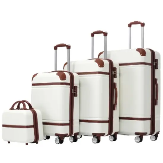 Ridstar Set of 4 Lightweight Hardshell Luggage with Spinner Wheels and TSA Lock-White image {2}