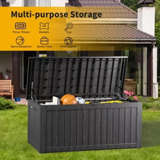 230 Gallon Resin Deck Box, Lockable Waterproof Ourdoor Storage Container for Pool Accessories, Patio and Garden Tools image {1}