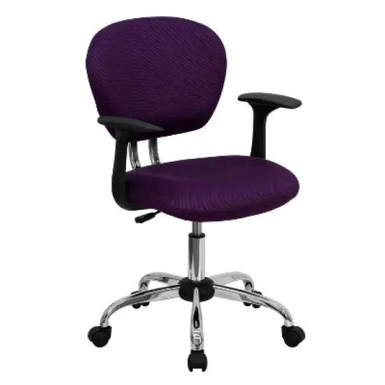 Emma and Oliver Mid-Back Mesh Padded Swivel Task Office Chair with Chrome Base and Arms image {5}