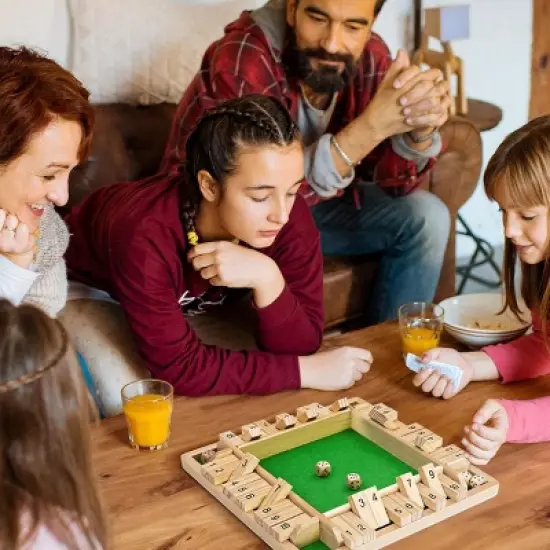 Dice Game,2-4 Player Family Wooden Board Table Math Games for Adults and Kids, 8 Dices Classics Tabletop Version Games for Classroom,Home,Party or Pub image {4}