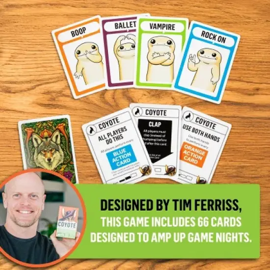 Exploding Kittens Coyote Card Game: Social Skills Development, 10-Minute Playtime, 3+ Players, Full Game image {1}