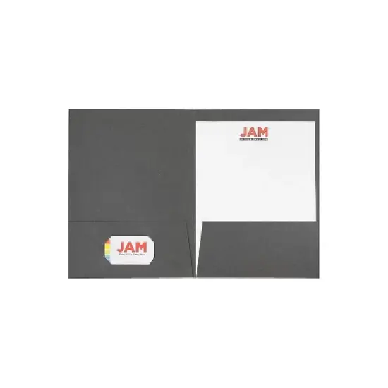 JAM Paper Two-Pocket Textured Linen Business Folders Gray 3084D image {2}