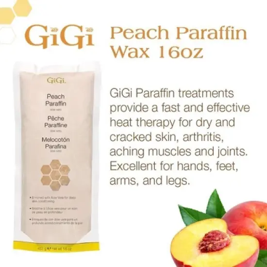 GiGi Peach Infused Paraffin 16 oz (PACK OF 2) Skin Wax Treatment for Moisturizing & Softening Hands & Feet image {1}