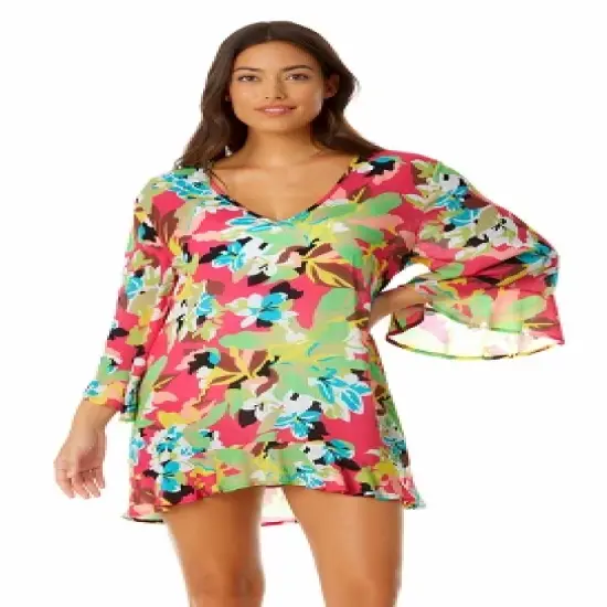 Anne Cole - Women's Flounce V Neck Tunic Swimsuit Cover Up image {3}