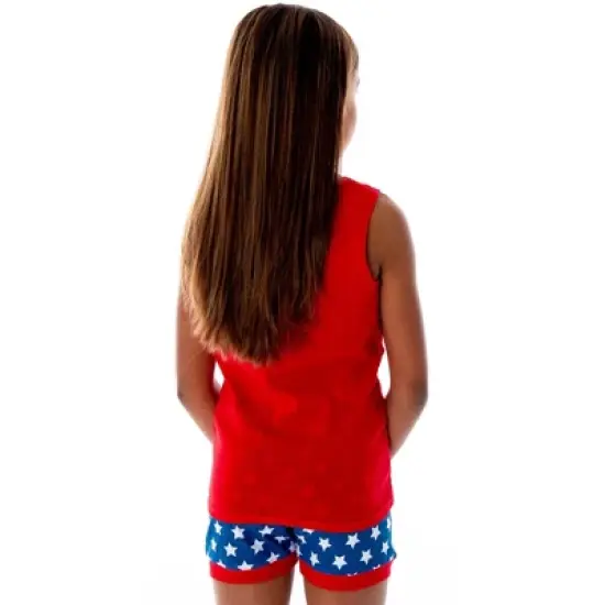 DC Comics Girls Wonder Woman Logo Tank Top And Shorts Pajama Set Wonder Woman Logo image {3}