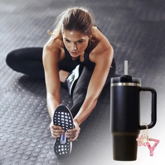 Unique Bargains Heart Sequin Letter Y Butterfly Tassel Water Cup Pendant Pink 1 Pc image {3}