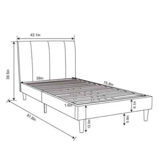 Dorm Twin Bed Cream - Room Essentials&trade;: Upholstered Headboard, Plywood Frame, No Box Spring Needed image {6}