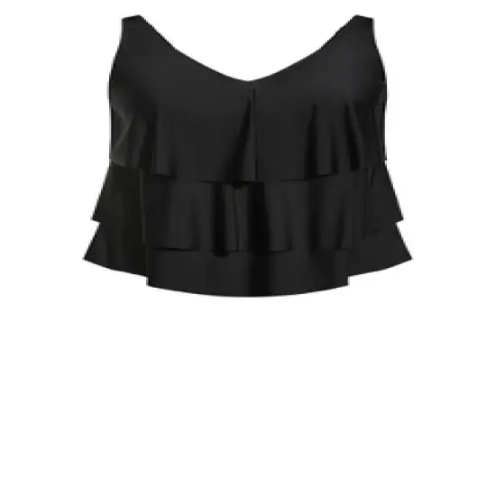 Women's Plus Size V Tiered Tankini Top - black | AVENUE image {2}