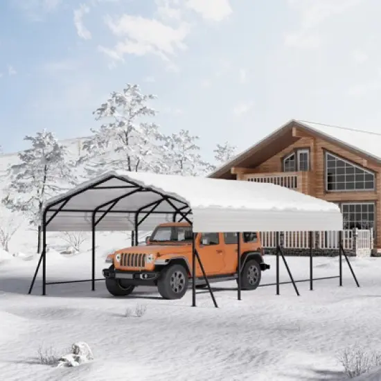 Oversized Metal Garage with Galvanized Steel Roof for All Weather, Carports for Car, Boats and Tractor image {2}