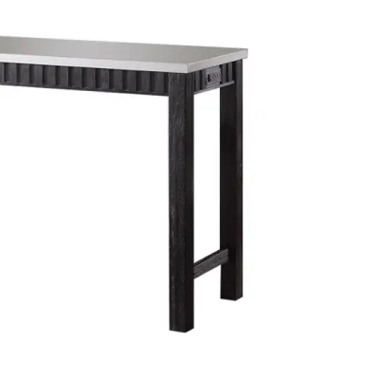 60" Necalli Marble Top Counter Height Dining Set Weathered Espresso - Acme Furniture image {2}