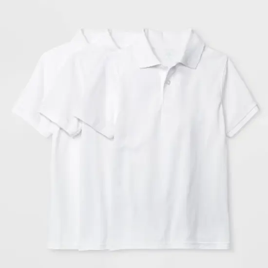 Boys' 3pk Short Sleeve Pique Uniform Polo Shirt - Cat & Jack&trade; White image {1}