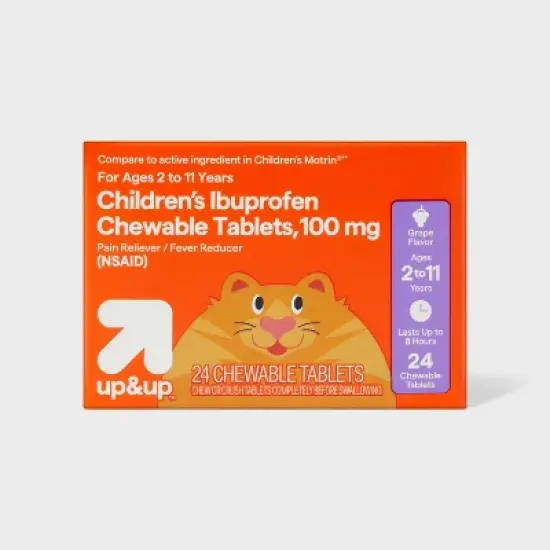 Junior Strength Ibuprofen (NSAID) Pain Reliever & Fever Reducer Chewable Tablets - Grape - 24ct - up&up&trade; image {6}