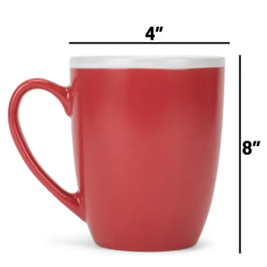 Elanze Designs Solid Color Red White Interior 16 ounce Matte Ceramic Mugs Matching Set of 4 image {3}