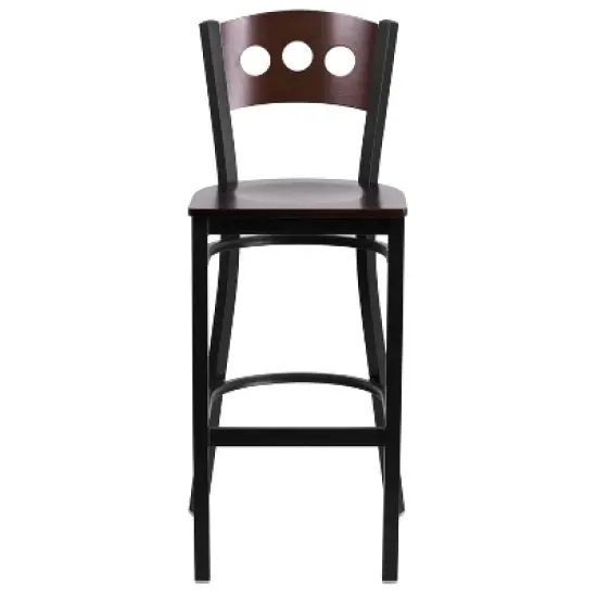 Emma and Oliver Black Decorative 3 Circle Back Metal Restaurant Dining Barstool image {4}
