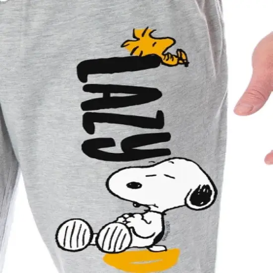 Peanuts Adult Snoopy and Woodstock Lazy Days Character Loungewear Sleep Pajama Pants Heather Grey image {2}