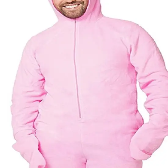 A Christmas Story Men's Ralphie Deranged Pink Bunny Suit Hooded Pajamas Pink image {1}