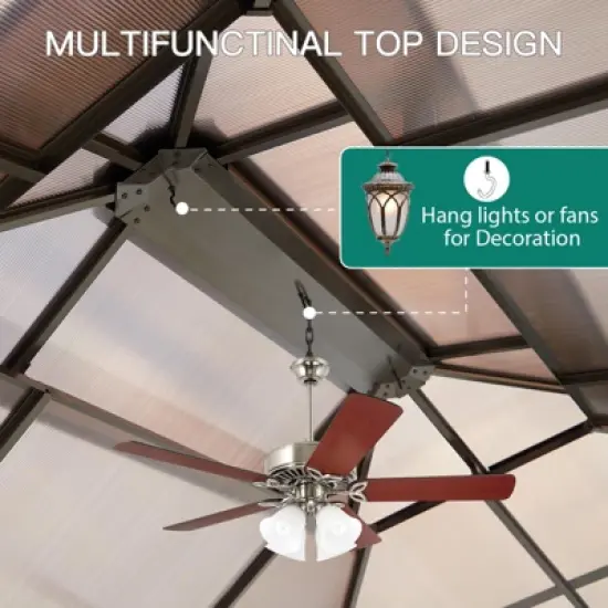 Hardtop Gazebo, Aluminum Frame Gazebos with Double Roof, Pergolas for Patios, Garden, Parties, Lawns image {3}