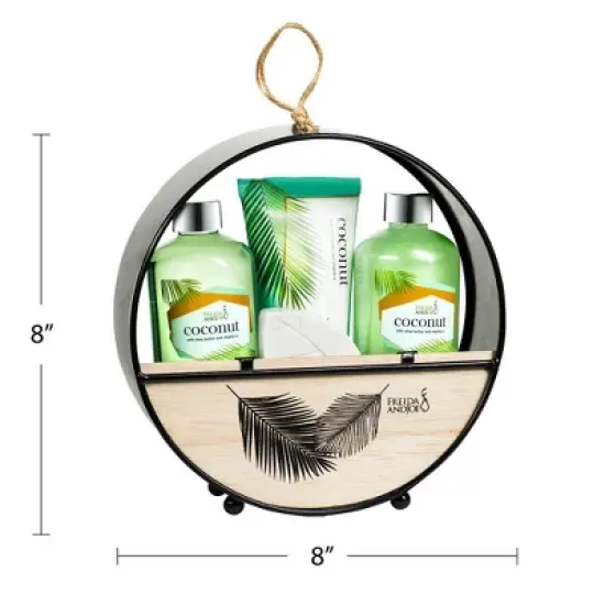 Coconut Bath Gift Set in Wood Round Holder image {2}