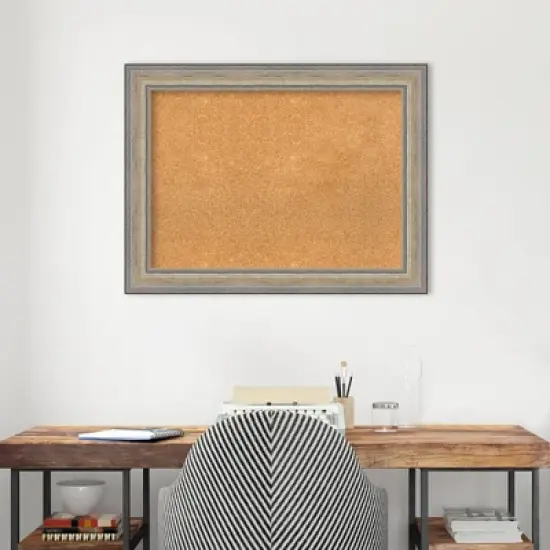 33"x25" Wood Frame Natural Cork Board Fleur Champagne Silver - Amanti Art image {6}