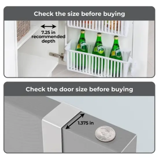 Smart Design 8-Tier Over The Door Hanging Pantry Organizer with 6 full Baskets and 2 Deep Baskets White: Steel Kitchen Storage Rack image {6}