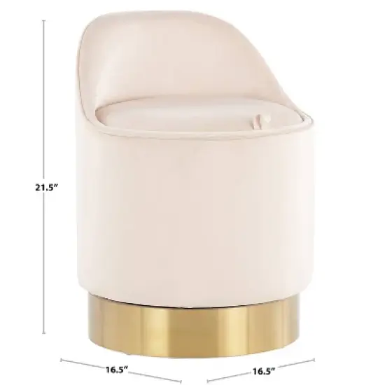 Marla Glam Vanity Stool Steel/Velvet Chrome/Silver - LumiSource image {14}