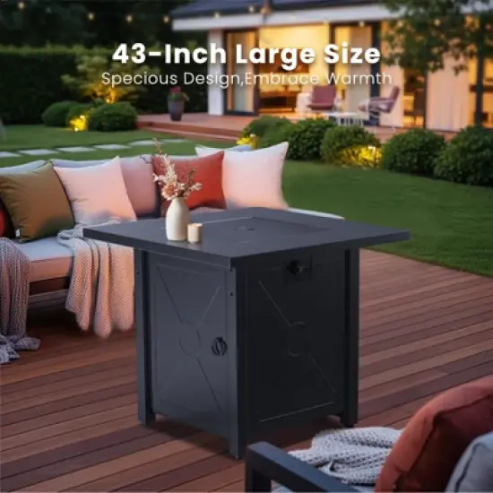 R.W. FLAME 28" 40,000 BTU Square Outdoor Propane Fire Pit Table with Lid & Rain Cover   &ndash; Perfect for Patio, Deck, Garden, and Parties image {2}