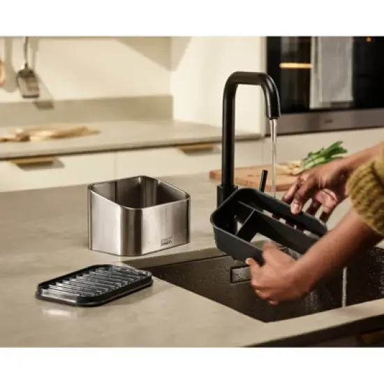 Joseph Joseph Surface Tiered Stainless Steel Sink Tidy: Kitchen Sink Organizer & Sponge Holder Caddy, Hand Wash image {1}