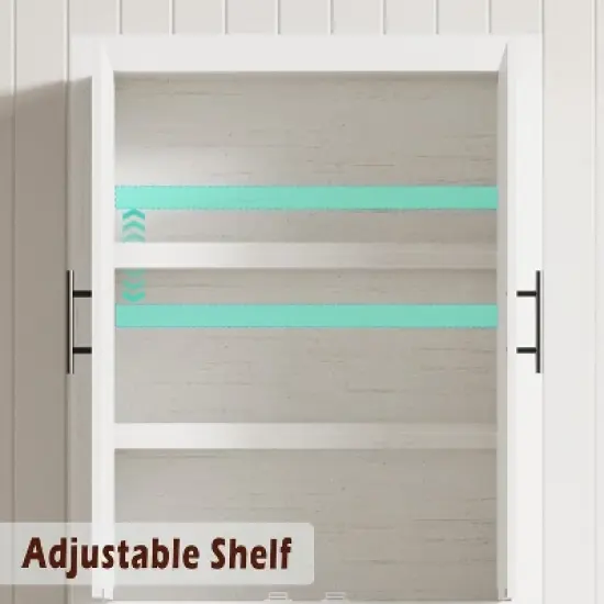 All-Wood Kitchen Pantry Cabinet with 4 Magnetic Doors, Farmhouse Style Freestanding Food Storage Cupboard, Adjustable Shelves, Large Capacity image {4}