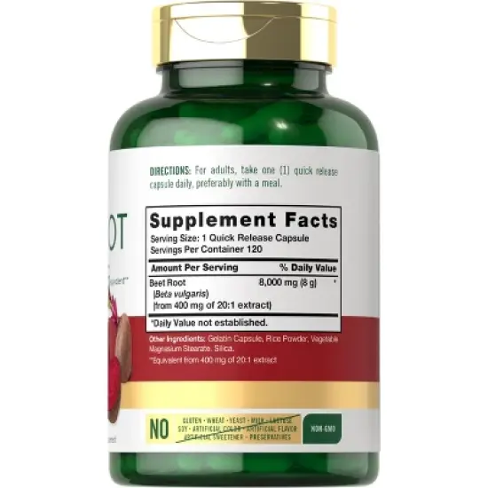 Carlyle Beet Root Capsules | 8000 mg | 120 Count image {1}