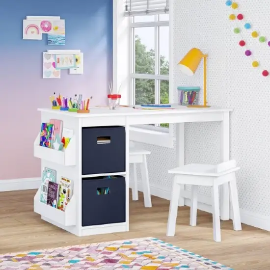 Kids' Art Activity Table with Storage and 2 Bonus Magnetic Display Bars White - RiverRidge Home image {6}