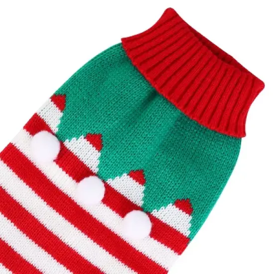 iMountek Pet Christmas Turtleneck Sweater Snowman Stripes Costume for Small Medium Kitten Puppy Cats Dogs Furball image {9}