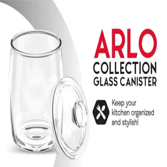 Amici Home Arlo Collection Glass Canister Cookie Jar, Food Safe, Push Top Lid and Plastic Gasket image {3}