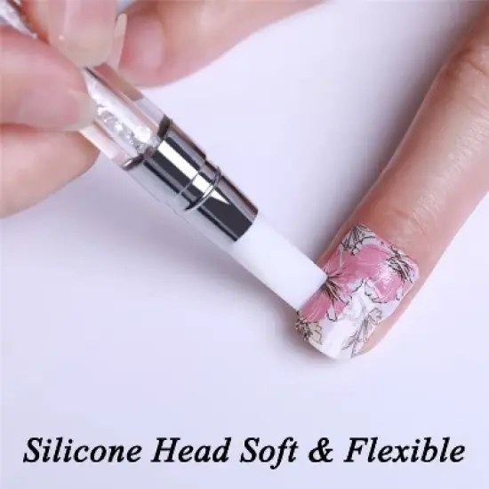 JDICTION 2 Pcs Nail Art Engraving Pen Double-headed Silicone Pen 3D Engraving Drawing Point Rhinestone UV Gel Nail Tool image {2}