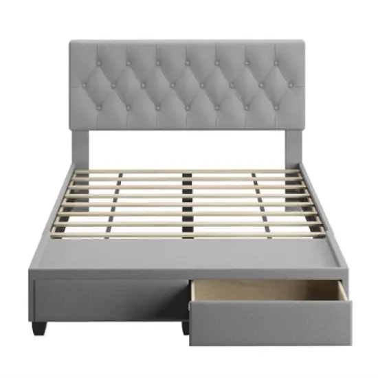 Henley Linen Tufted Upholstered Platform Bed with Storage Drawers - Eco Dream image {10}