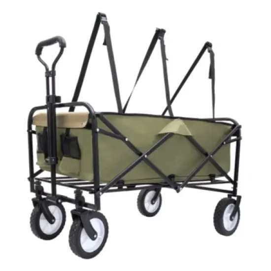 FURNIinspire Outdoor Serving Carts 360lbs Foldable Wagon Cart Beach Wagon Utility Cart Wagon Grocery Cart for Fishing, Green, 35.04"*21.65"*38.98" image {3}
