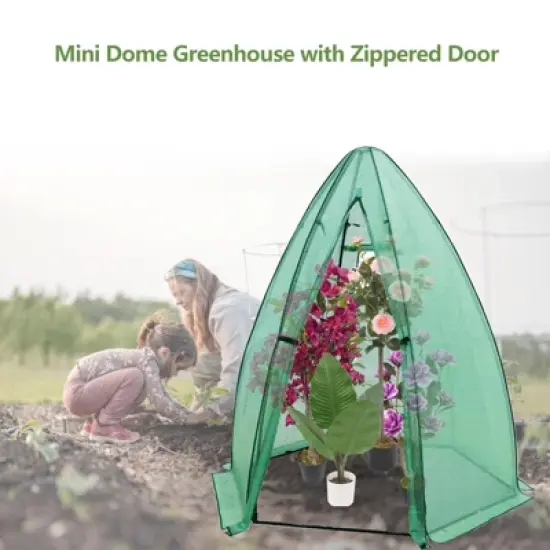 Portable Hexagonal Greenhouse for Outdoor Plants, Heavy Duty PE Cover, Zippered Door & Mesh Window, Plant Protection from Animals & Weather image {2}