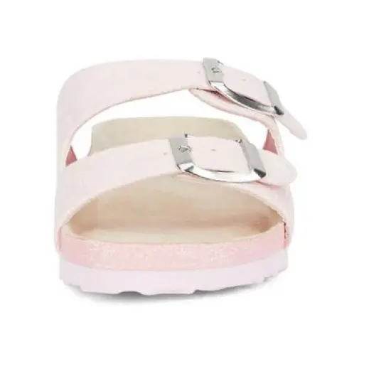 Rampage Girl's Shimmer Leopard Footbed Slide Sandals, Sparkly Flats with Glitter image {6}