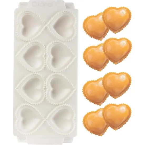 Mini 2" Heart Ravioli Molds - Homemade Filled Pasta Maker- 2 Piece Tray & Press makes 8 Stuffed Raviolis at a Time, Easy to Use & Clean Set image {4}