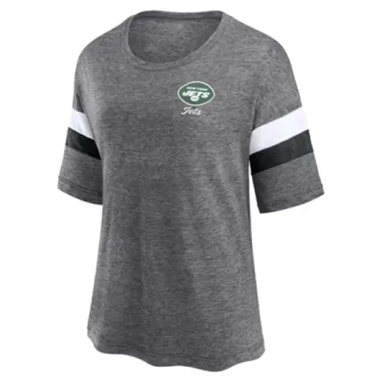 NFL New York Jets Women's Weak Side Blitz Marled Left Chest Short Sleeve T-Shirt image {1}