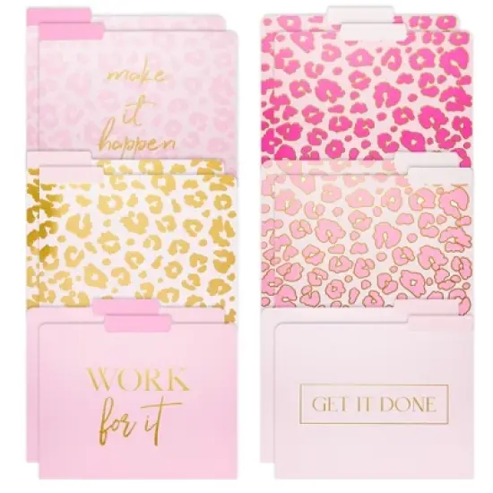 Paper Junkie 12 Pack Pink Leopard Decorative File Folders, Cute Office Supplies, Letter Size with 1/3 Cut Tab for Women, 11.5x9.5" image {8}