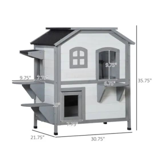 Ridstar Outdoor Double-Layer Cat House with Escape Door-White image {5}