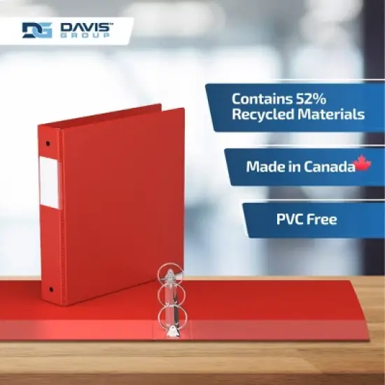 Davis Group 6pk 1.5" Premium Economy Round Ring Binder Red: Hard Cover, 275 Sheet Capacity, 2 Pockets, Polypropylene image {6}