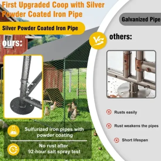 Artloge New Upgraded Extra Large Metal Chicken Coop Walk-in Poultry Cage Hen House with Rust-proof Tubes & Oxford Full Cover Top & High Entrance image {3}