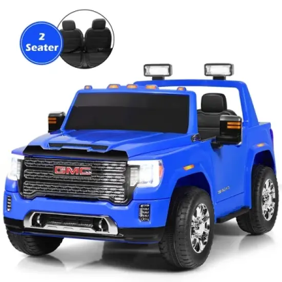 12V 2-Seater Licensed GMC Kids Ride On Truck RC Electric Car w/Storage Box White\ Black\Blue\Pink\ Red image {10}
