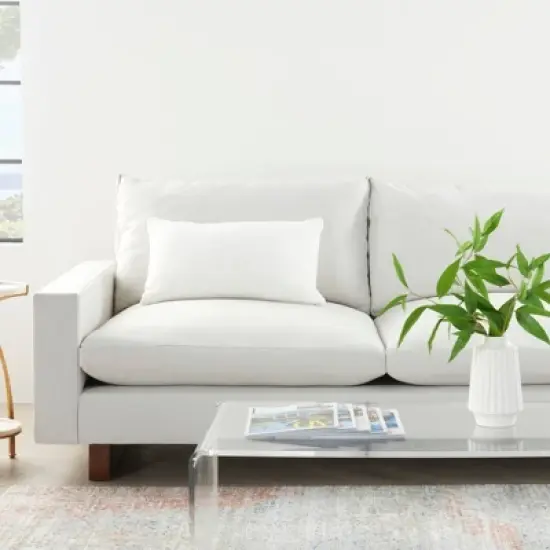 14"x24" Oversized Life Styles Solid Woven Cotton Lumbar Throw Pillow White - Mina Victory image {3}