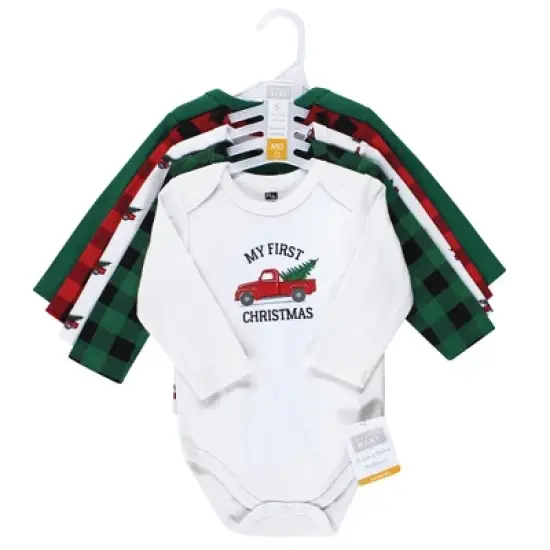 Hudson Baby Unisex Baby Cotton Long-Sleeve Bodysuits, Christmas Tree image {1}