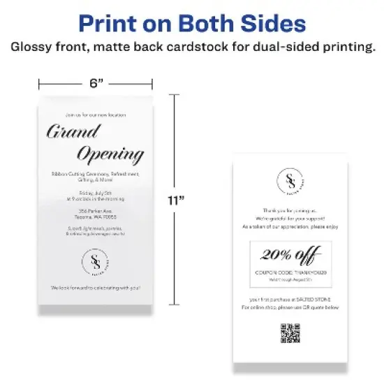 Avery Printable Rectangle Postcards, 6" x 11", Glossy White Cardstock, Laser/Inkjet Cards, 10 Total image {5}