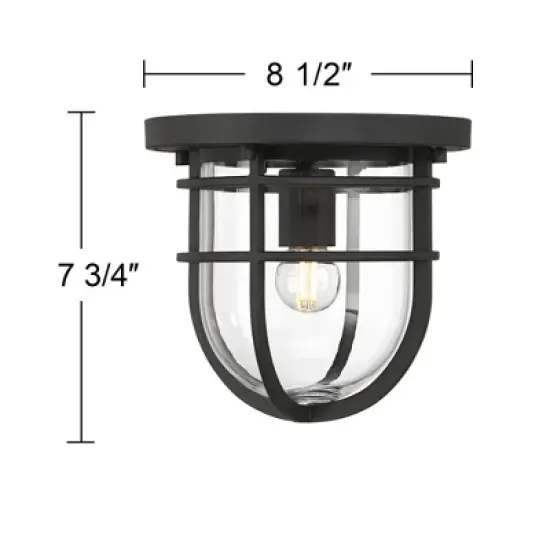 John Timberland Ballast 7 3/4" High Textured Black Outdoor Flush-Mount Ceiling Light image {3}
